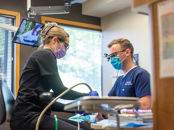 Woman smiling at dentist